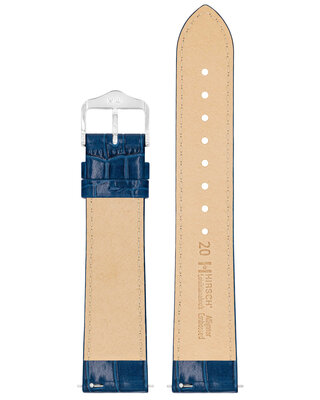 leren horlogeband Hirsch Louisianalook L 03427080-2, blauw, kalfleer, lengte L, Quick Release