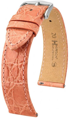 Leren riempje Hirsch Genuine Croco 01808122-2, roze, krokodillenhuid, Quick Release
