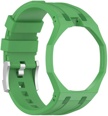 siliconen horlogeband Ricardo Pinzolo (voor Swatch Royal Pop), Green, met etui, kroon op 12u