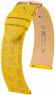 Leren riempje Hirsch Genuine Croco 01808172-7, geel, krokodillenhuid, Quick Release