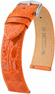 Leren riempje Hirsch Genuine Croco 01808176-2, oranje, krokodillenhuid, Quick Release