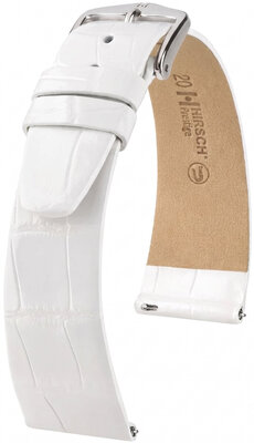 Leren riempje Hirsch Prestige 02207100-2, wit, alligator huid, Quick Release