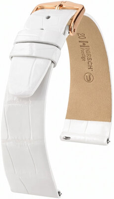 Leren riempje Hirsch Prestige 02207100-7, wit, alligator huid, Quick Release