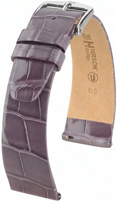 Leren riempje Hirsch Prestige 02207112-2, paars, alligator huid, Quick Release