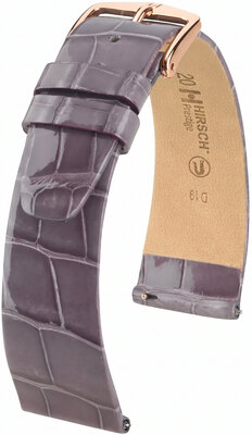 Leren riempje Hirsch Prestige 02207112-7, paars, alligator huid, Quick Release