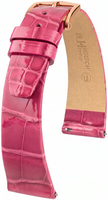 Leren riempje Hirsch Prestige 02207124-7, roze, alligator huid, Quick Release
