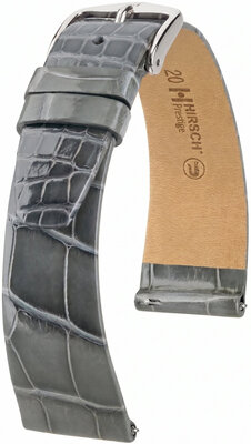 Leren riempje Hirsch Prestige 02207130-2, grijs, alligator huid, Quick Release