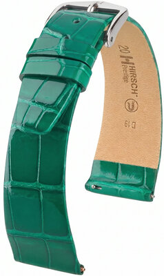 Leren riempje Hirsch Prestige 02207140-2, groen, alligator huid, Quick Release