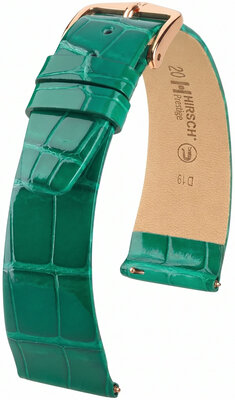 Leren riempje Hirsch Prestige 02207140-7, groen, alligator huid, Quick Release