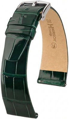Leren riempje Hirsch Prestige 02207141-2, groen, alligator huid, Quick Release
