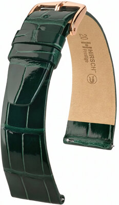 Leren riempje Hirsch Prestige 02207141-7, groen, alligator huid, Quick Release