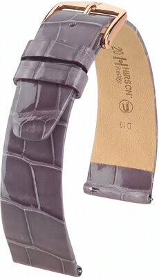Leren horlogeband Hirsch Prestige L 02207012-7, paars, alligatorenleer, lengte L, Quick Release