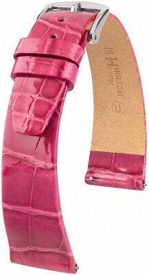 Leren horlogeband Hirsch Prestige L 02207024-2, roze, alligatorleer, lengte L, Quick Release