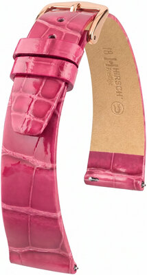 Leren horlogeband Hirsch Prestige L 02207024-7, roze, alligatorleer, lengte L, Quick Release