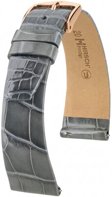 Leren horlogeband Hirsch Prestige L 02207030-7, grijs, alligatorleer, lengte L, Quick Release