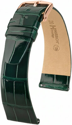 Leren horlogeband Hirsch Prestige L 02207041-7, groen, alligatorleer, lengte L, Quick Release