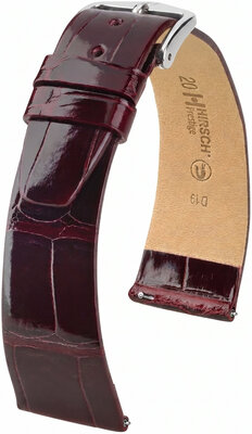 Leren horlogeband Hirsch Prestige L 02207060-2, rood, alligatorsleer, lengte L, Quick Release