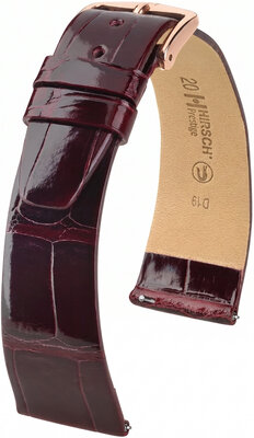 Leren horlogeband Hirsch Prestige L 02207060-7, rood, alligatorleer, lengte L, Quick Release