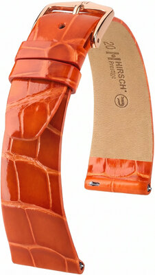Leren horlogeband Hirsch Prestige L 02207077-7, oranje, alligatorsleer, lengte L, Quick Release