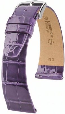 Leren horlogeband Hirsch Prestige L 02207084-2, paars, alligatorsleer, lengte L, Quick Release