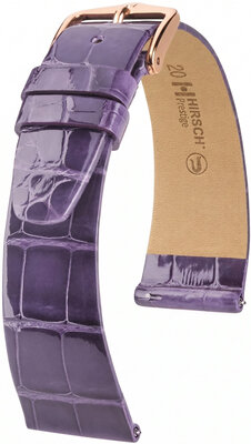 Leren horlogeband Hirsch Prestige L 02207084-7, paars, alligatorsleer, lengte L, Quick Release