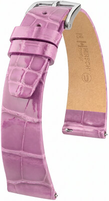 Leren horlogeband Hirsch Prestige L 02207087-2, paars, alligatorsleer, lengte L, Quick Release