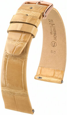 Leren horlogeband Hirsch Prestige L 02207090-7, beige, alligatorsleer, lengte L, Quick Release