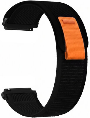 Nylon horlogeband Ricardo Carezza 22mm, Black, Quick Release