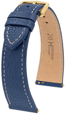 Leren riempje Hirsch Bologna 01802180-1, blauw, kalf huid, Quick Release