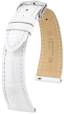 leren horlogeband Hirsch London L 04207000-2, wit, alligatorsleer, lengte L, Quick Release