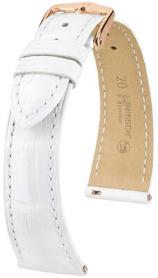 leren horlogeband Hirsch London L 04207000-7, wit, alligatorsleer, lengte L, Quick Release