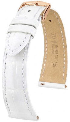 leren horlogeband Hirsch London L 04207009-7, wit, alligatorsleer, lengte L, Quick Release