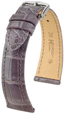 leren horlogeband Hirsch London L 04207012-2, paars, alligatorsleer, lengte L, Quick Release