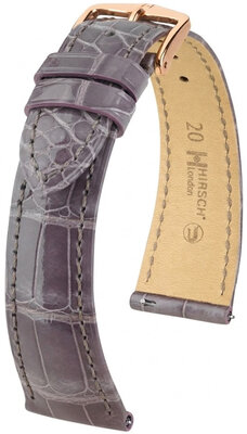 leren horlogeband Hirsch London L 04207012-7, paars, alligatorsleer, lengte L, Quick Release