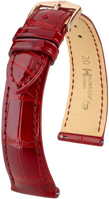 leren horlogeband Hirsch London L 04207020-7, rood, alligatorsleer, lengte L, Quick Release