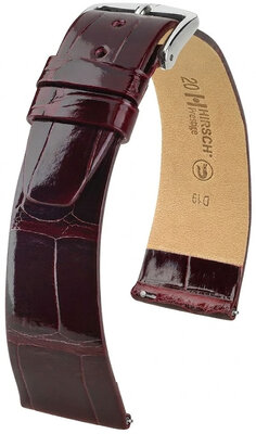 Leren riempje Hirsch Prestige 02207160-2, rood, alligator huid, Quick Release