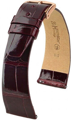 Leren riempje Hirsch Prestige 02207160-7, rood, alligator huid, Quick Release