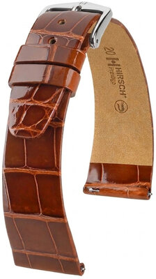 Leren riempje Hirsch Prestige 02207170-2, bruin, alligator huid, Quick Release