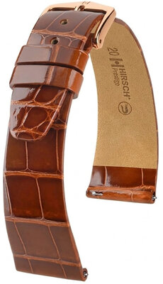 Leren riempje Hirsch Prestige 02207170-7, bruin, alligator huid, Quick Release