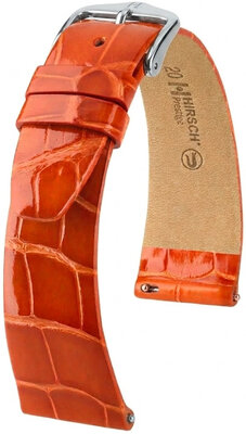 Leren riempje Hirsch Prestige 02207177-2, oranje, alligator huid, Quick Release
