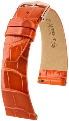 Leren riempje Hirsch Prestige 02207177-7, oranje, alligator huid, Quick Release