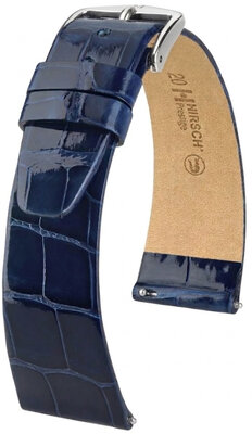 Leren riempje Hirsch Prestige 02207180-2, blauw, alligator huid, Quick Release