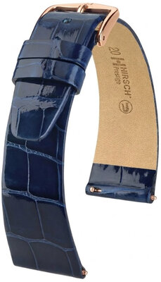 Leren riempje Hirsch Prestige 02207180-7, blauw, alligator huid, Quick Release
