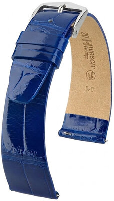 Leren riempje Hirsch Prestige 02207182-2, blauw, alligator huid, Quick Release