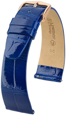 Leren riempje Hirsch Prestige 02207182-7, blauw, alligator huid, Quick Release
