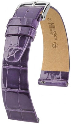 Leren riempje Hirsch Prestige 02207184-2, paars, alligator huid, Quick Release