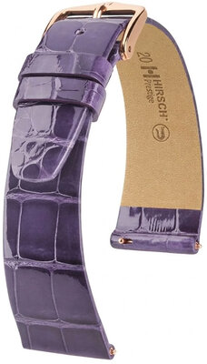 Leren riempje Hirsch Prestige 02207184-7, paars, alligator huid, Quick Release