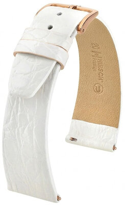 Leren riempje Hirsch Prestige 02208100-7, wit, krokodillenhuid, Quick Release