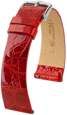 Leren riempje Hirsch Prestige 02208120-2, rood, krokodillenhuid, Quick Release