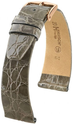 Leren riempje Hirsch Prestige 02208130-7, grijs, krokodillenhuid, Quick Release